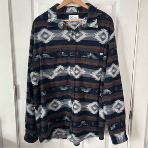 Hurley Men's Aztec Pattern Shirt Jacket - Navy and Brown